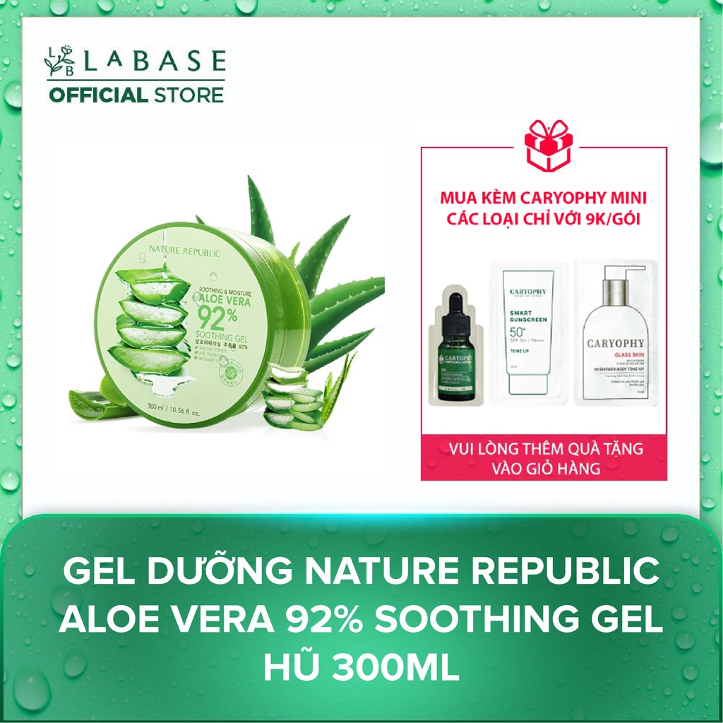 Gel dưỡng Lô Hội Nha Đam Nature Republic Aloe Vera 92% Soothing Gel Hũ 300ml [Hàng nhập khẩu chính hãng]