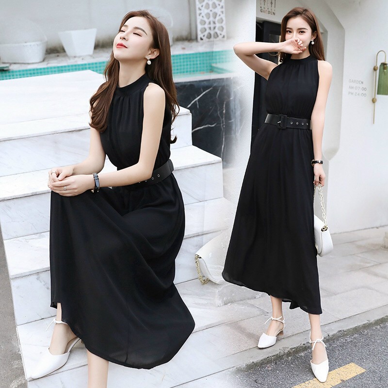 (Bỏ sỉ)Đầm maxi đen và xám kèm nịt cực đẹp ạ, may kỹ bao chất hit hot mã 6F2007250