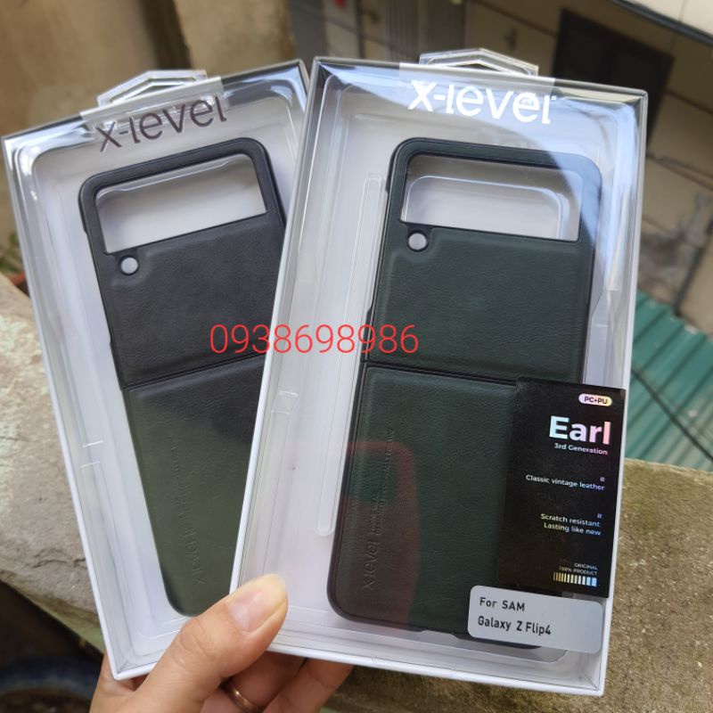 Samsung galaxy Z FLIP 4 5G / z flip 4 _ Ốp lưng da x Level sang chảnh bảo vệ máy