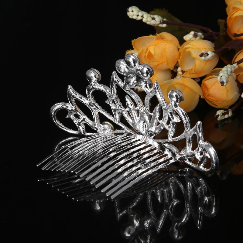 xi*Bridal Rhinestones Flower Party Hair Clip Comb Headpiece Crown Wedding Diamante