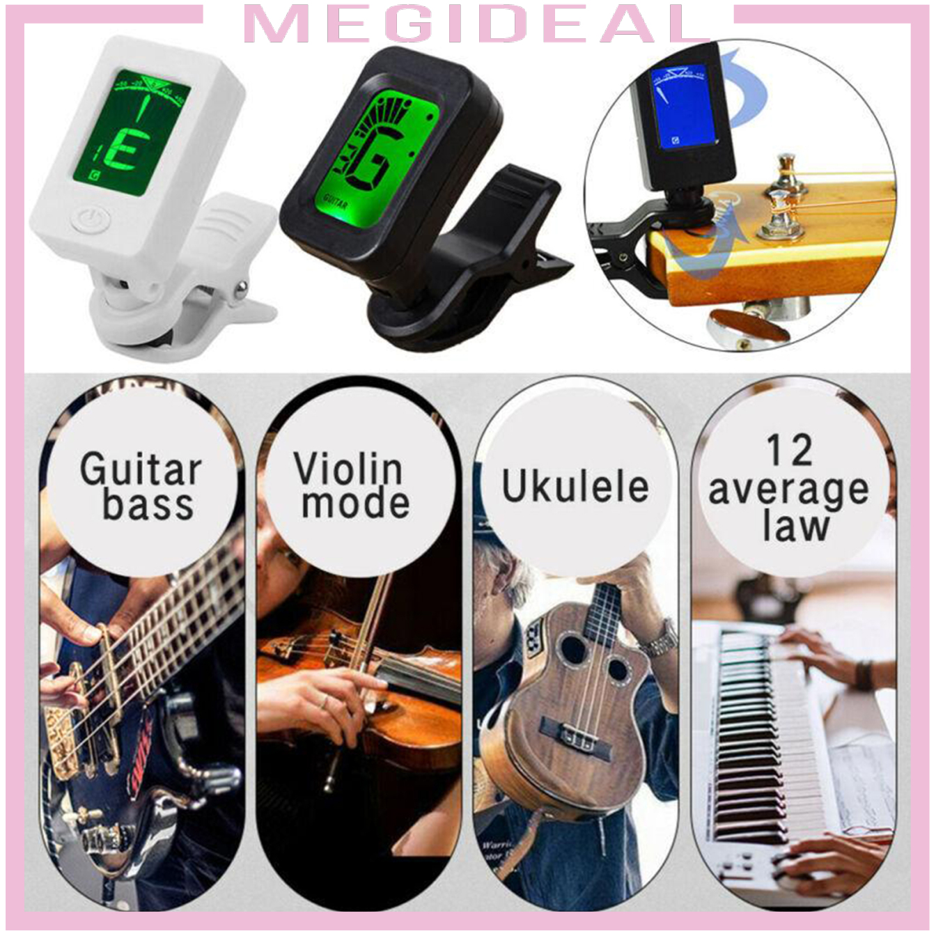 [MEGIDEAL]LCD Screen Digital Tuner Acoustic Guitar Tuner Mini For Guitar Bass Ukulele