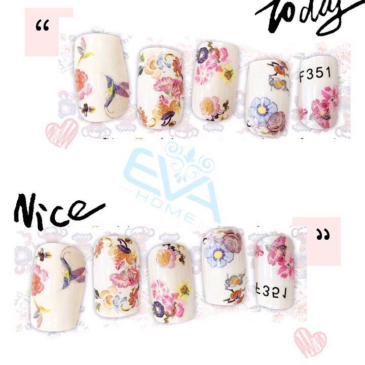 Miếng Dán Móng Tay 3D Nail Sticker Tráng Trí Hoạ Tiết Bông Hoa F351