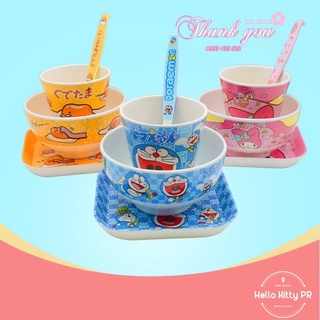 Cốc bát đĩa thìa Hello Kitty Doremon