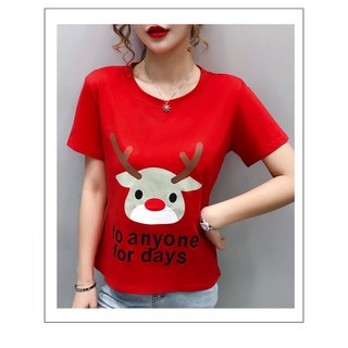 áo thun big size màu đỏ noel hình tuần lộc size 65-95kg