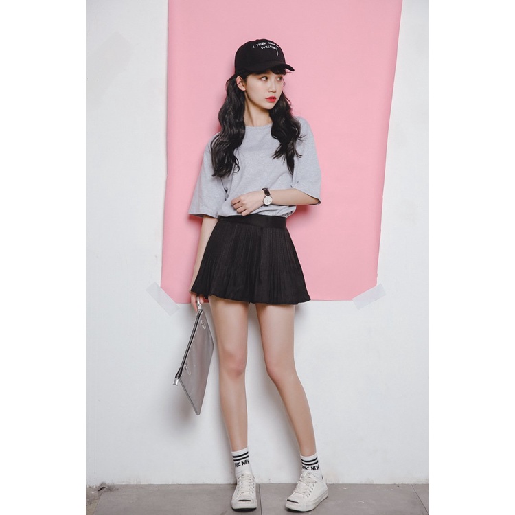 Áo thun nữ cổ tròn tay lỡ form rộng oversize chất cotton mềm mịn A03