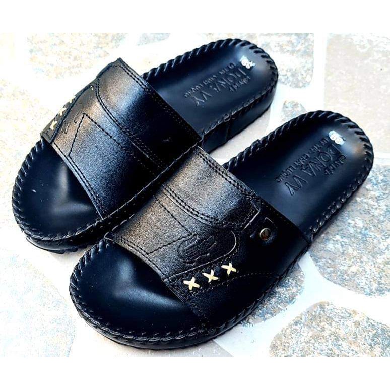 Dép Nam Da Bò, Dép Quai Ngang Da Thật shop KINSON A11