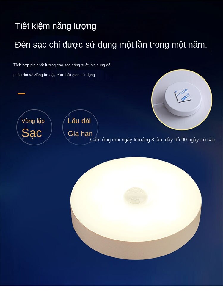 Đèn Cơ Thể Cảm Ứng Ánh Sáng Ban Đêm DâyUSBSạc Sáng Tạo Đầu Giường Tủ Phòng Ngủ Lối Đi Bảo Vệ Mắt Ban Đêm