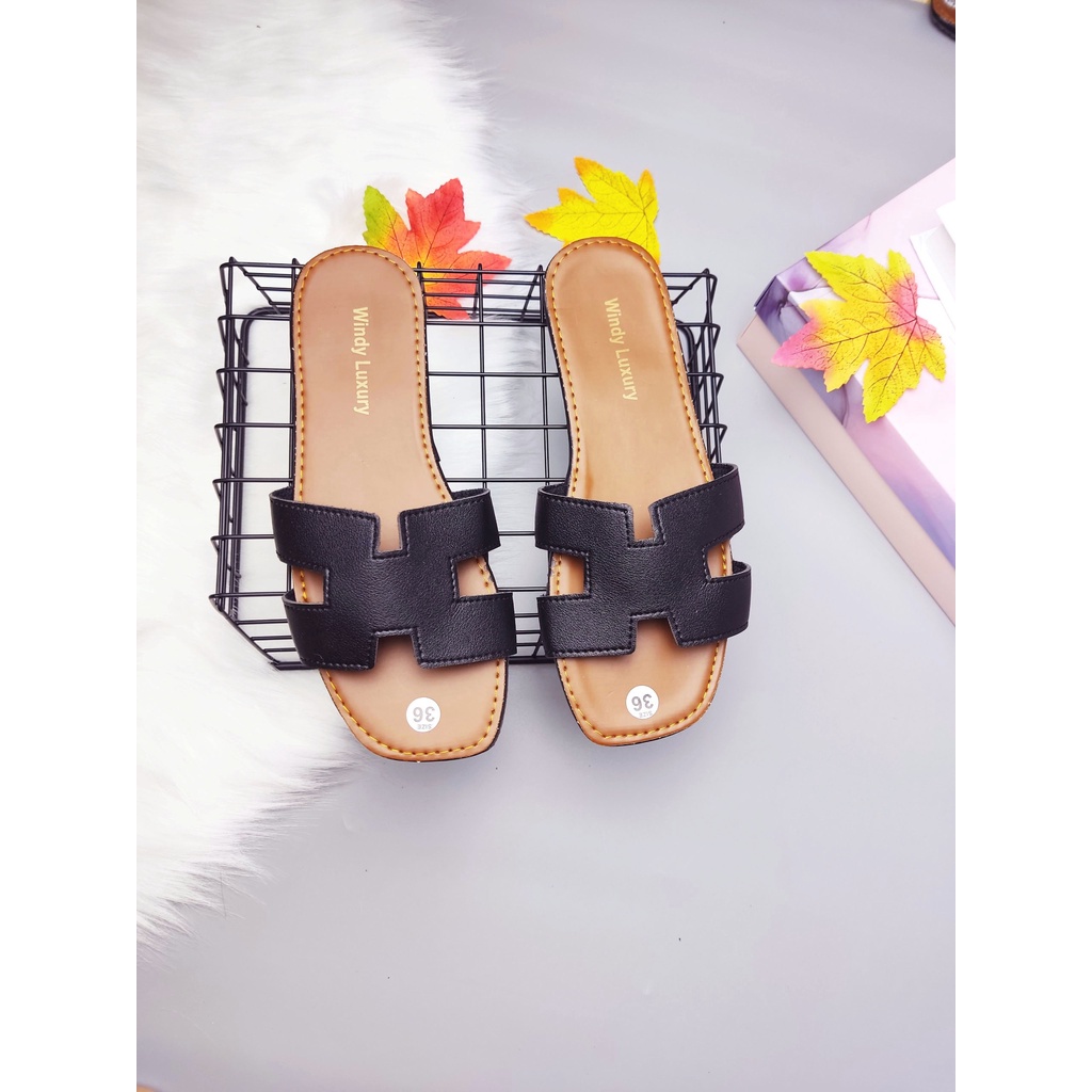 Dép nữ thời trang chữ H đế nâu quai nhiều màu đơn giản tinh tế (Ảnh thật)