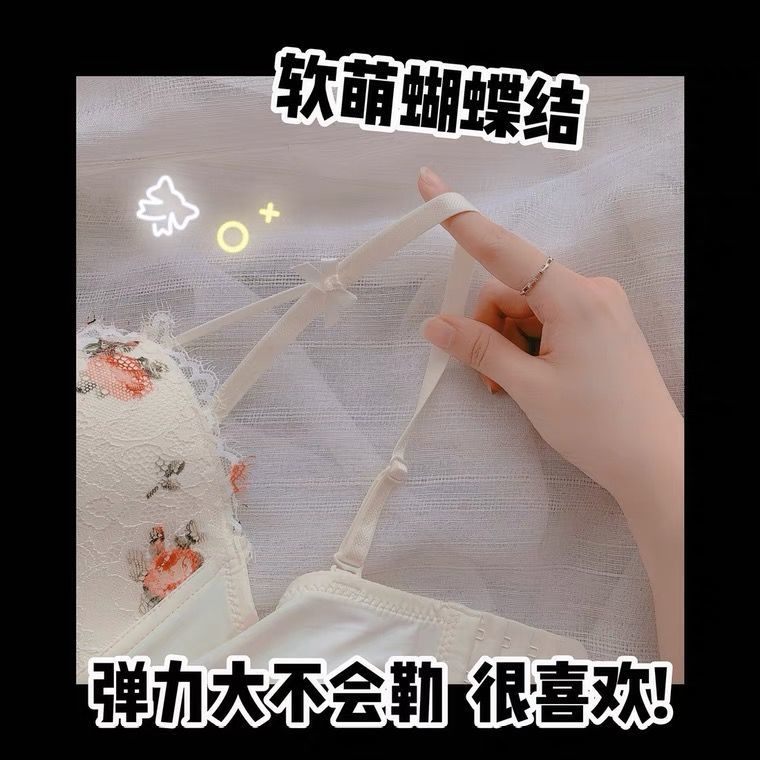 Bán Chạy!F &amp; X Bộ Đồ Lót Mỏng [Hoa Hồng Sơn Dầu Cổ Điển] Áo Ngực Nhỏ Không Dây Điều Chỉnh Được Loại Thoải Mái Cho Nữ