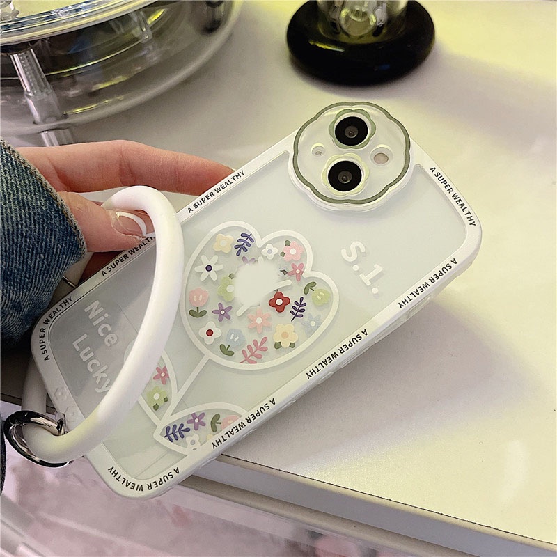 Ốp lưng iphone ốp Điện Thoại Silicon In Hình Hoa Tulip Kèm Dây Đeo Cho iPhone 14 13 12 11 PROMAX XS XR XSMAX SE2020 6 7 8PLUS