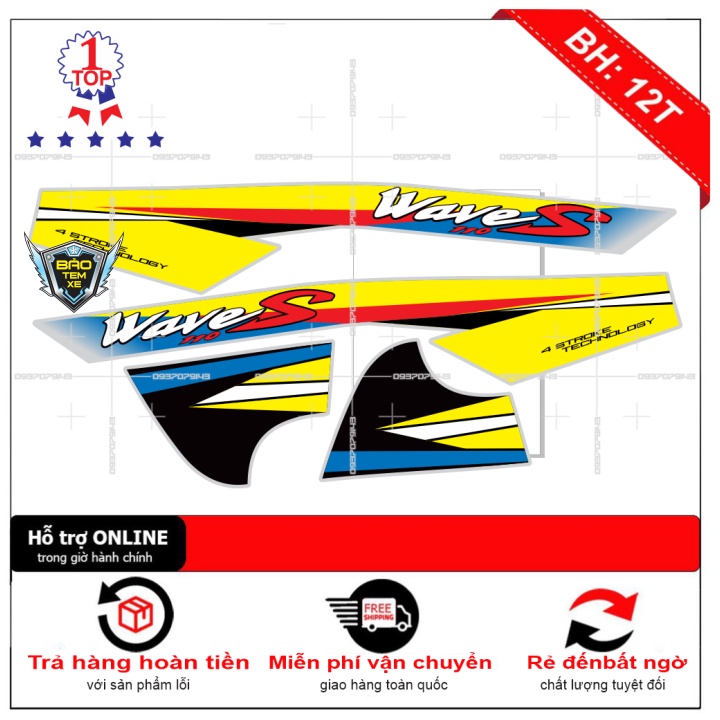 Tem rời dán xe wave S110 nhỏ đời đầu dán xe bạc - Bi Decal