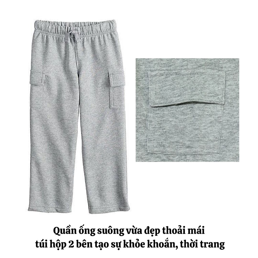 Quần dài bé trai chất nỉ da cá mềm mùa thu đông hàng hiệu xuất dư quần túi hộp 12 tháng , 1 tuổi , 2 , 3 , 4 , 5 tuổi