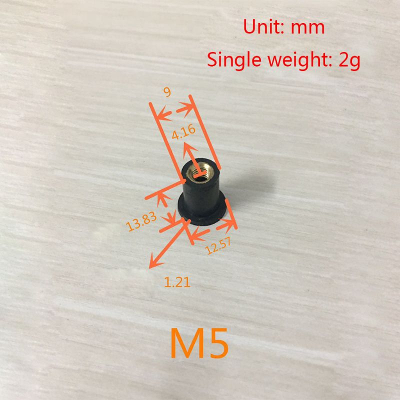 Bộ 10 đai ốc bằng cao su M4 / M5 / M6 cho kính chắn gió xe mô tô