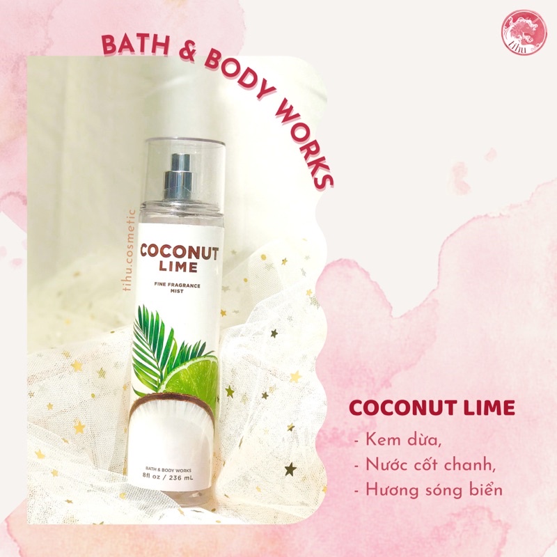 Xịt thơm khử mùi Bath &amp; Body Works hương dừa