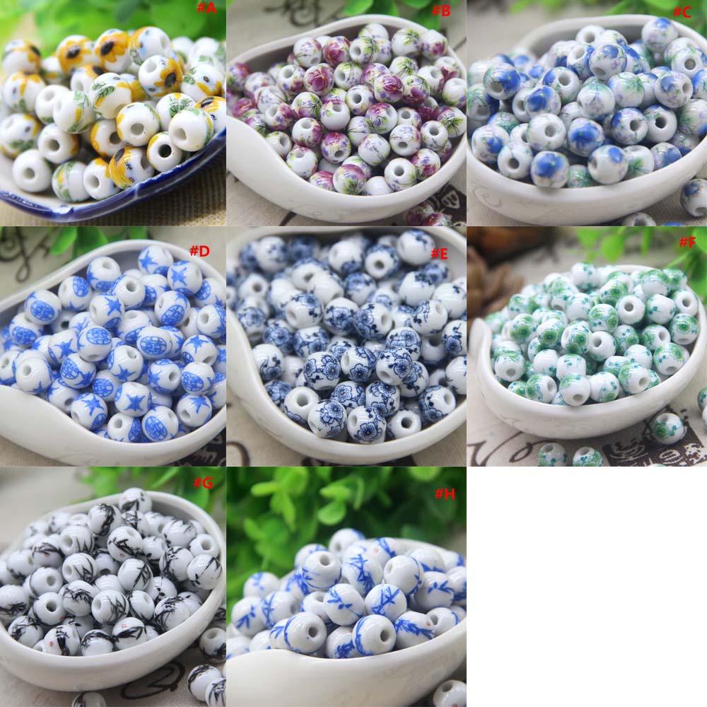Set 10 Hạt Sứ Tròn 10mm Tự Làm Trang Sức