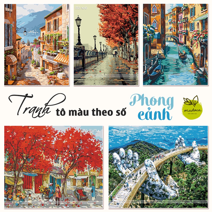 Tranh sơn dầu số hóa tự tô tổng hợp Phong Cảnh Madoca - Có Khung 40x50