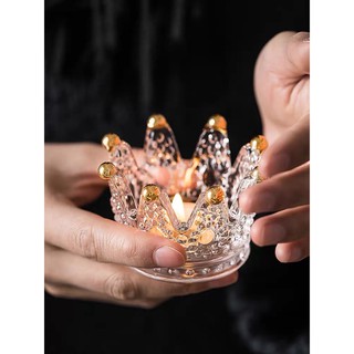 Đế nến tealight hình vương miện thuỷ tinh