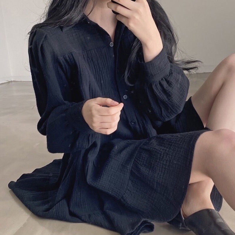 FREESHIP- VÁY BABYDOLL TAY DÀI DẬP LY SIÊU CHẢNH