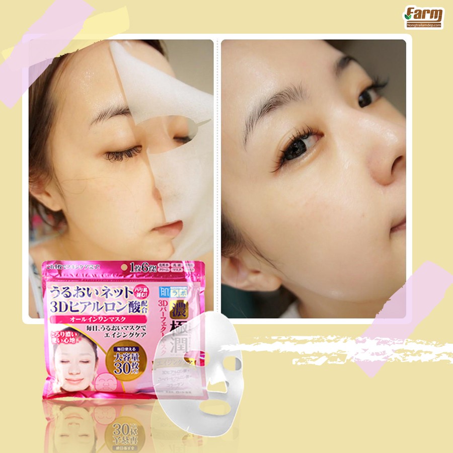 Mặt Nạ Trắng Da Ẩm Mịn 3D Hada Labo - Tặng Son Lip On Lip Charm trị giá 250k