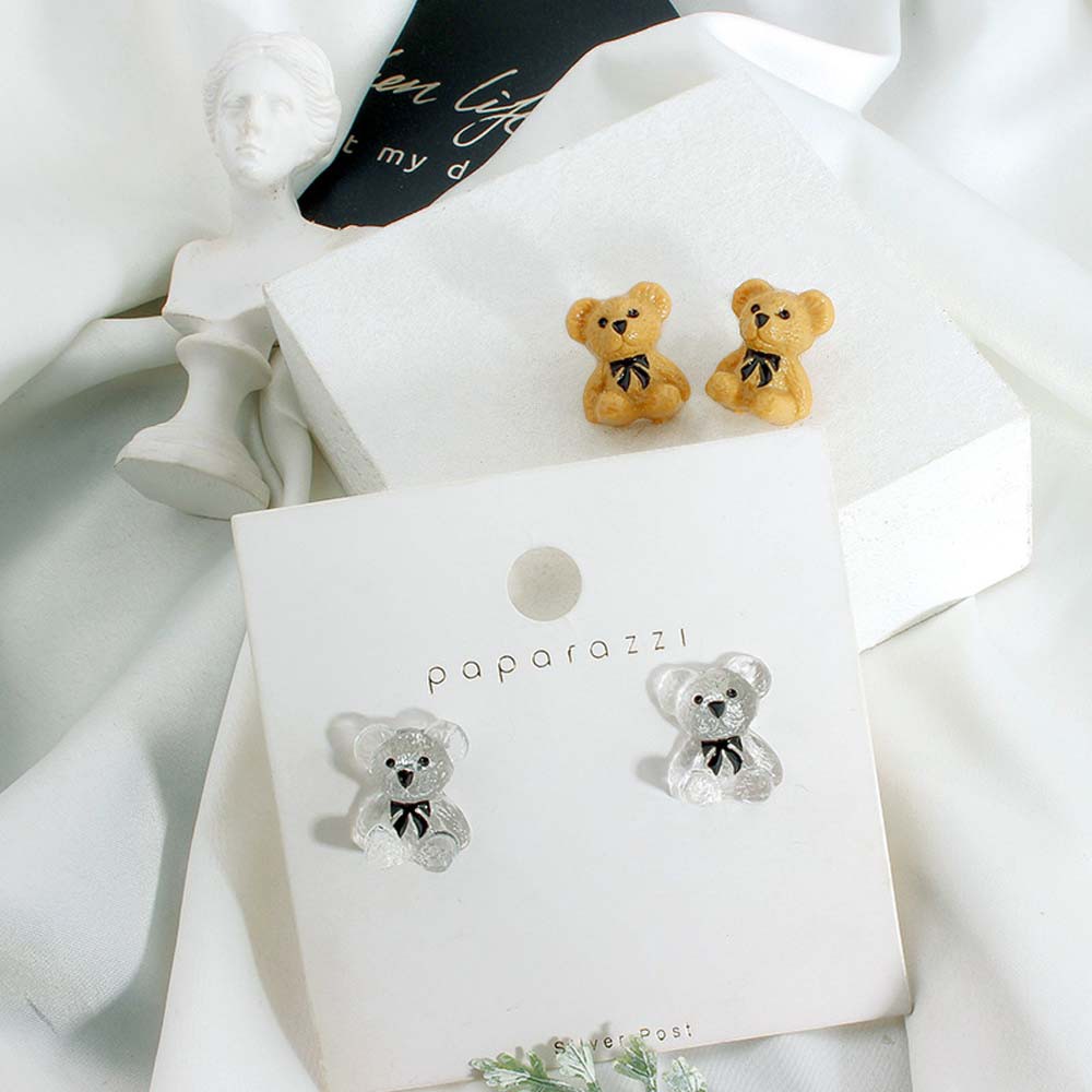 Bông Tai Nhựa Hình Gấu Đáng Yêu Cho Nữ