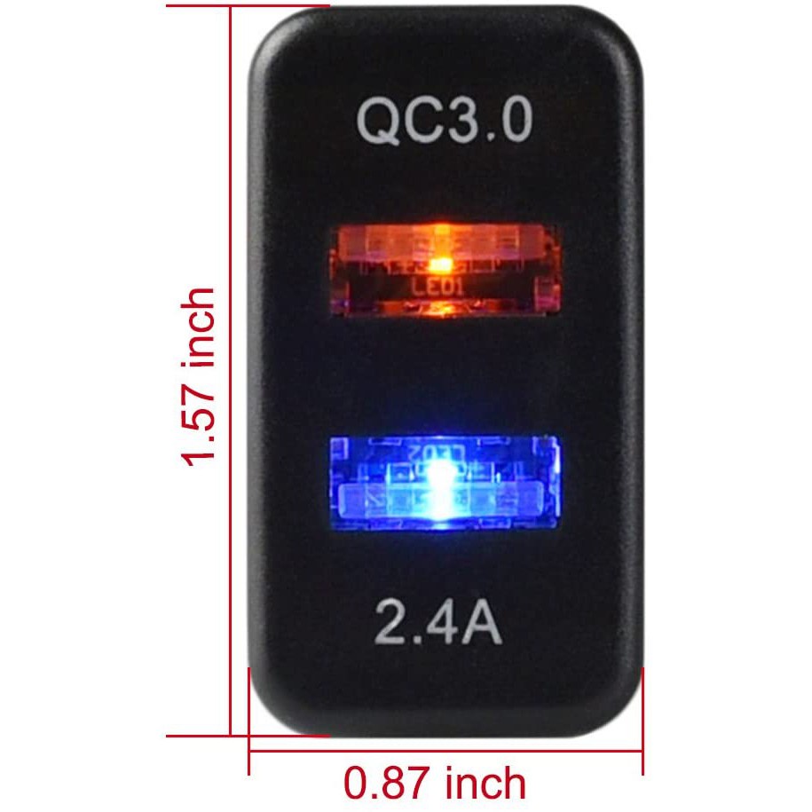 Củ sạc nhanh cổng USB 3.0 & 2.4A cho xe hơi Toyota