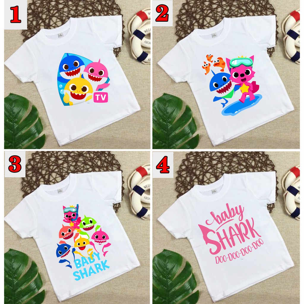 (hot) 4 mẫu áo thun trẻ em in hình Baby Shark in tại shop