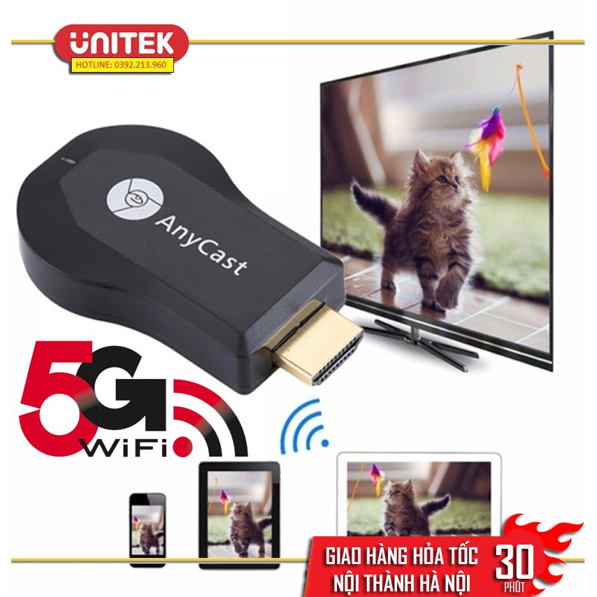 Thiết Bị Kết nối HDMI Không Dây 2.4G/5G Từ Mobile, Tablet, Laptop ra Tivi 4K Anycast M100 Plus