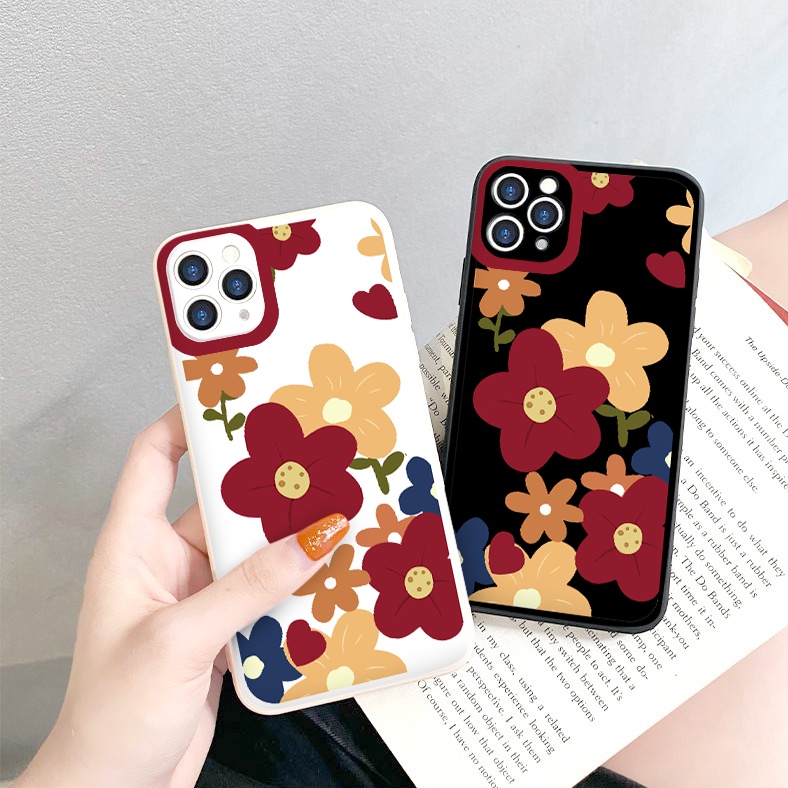 Ốp lưng iphone Hoa lá cạnh vuông chống sốc ốp ip 6splus/7/7plus/8/8plus/x/xr/xs/11/12/pro/max/plus/13promax g65