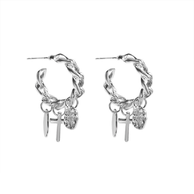 Bông Tai Thép Titan Hình Thánh Giá Thời Trang Cao Cấp