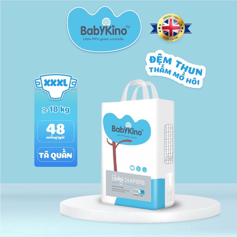 Tã quần BabYKino size XXXL 48 Miếng(≥ 18 kg) - Tặng Kèm Gói 6 Miếng