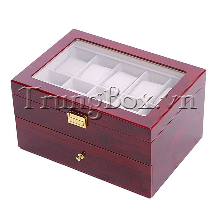 Hộp Đựng Đồng Hồ 20 Ngăn Vỏ Gỗ Sơn Mài SAIKE - Mã 520R