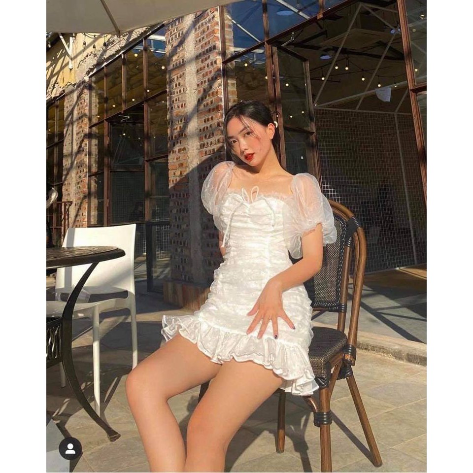 ĐẦM TRẮNG VOAN TAY BỒNG - CHIC DRESS