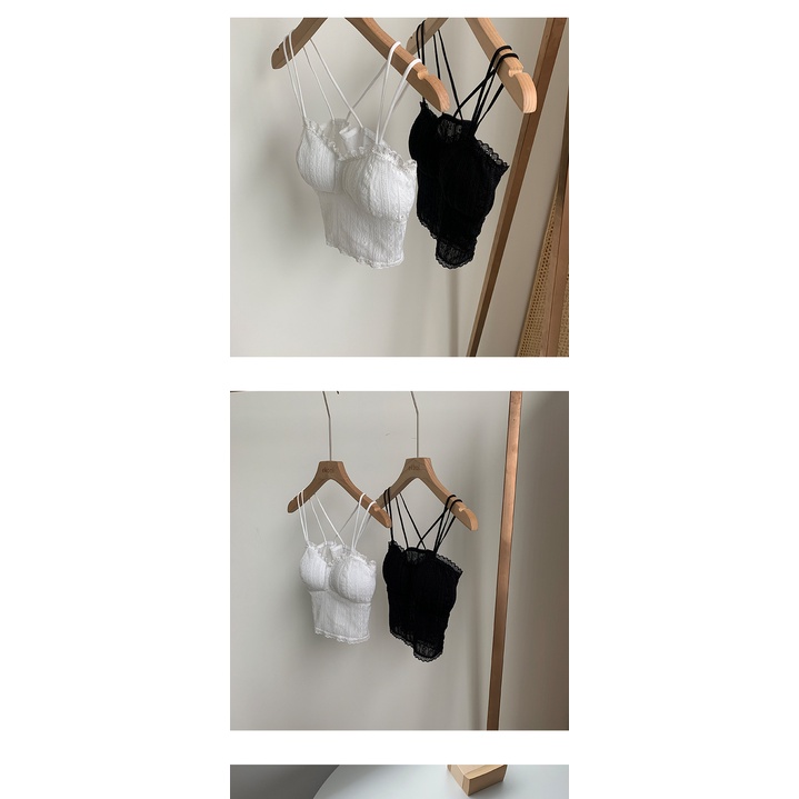 DUNEA Áo hai dây phối ren có đệm ngực gợi cảm cho nữ