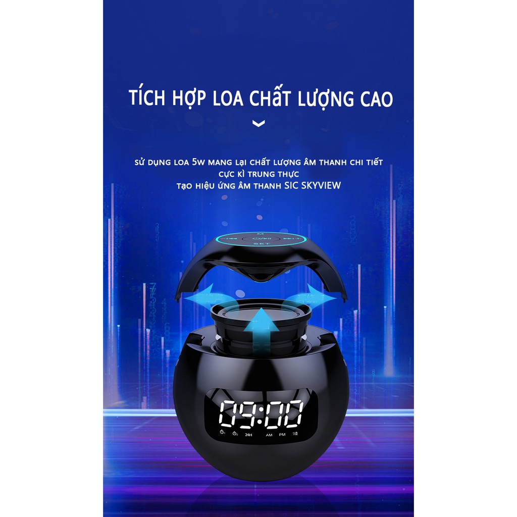 Loa bluetooth earise G90-loa cầu không dây, bluetooth 5.0, âm thanh hifi, có mành hình led hiển thị