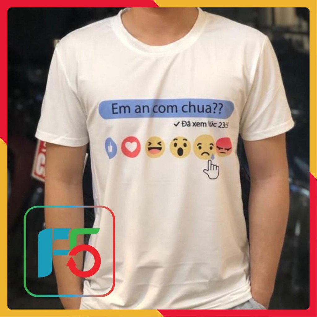 Free Ship Áo Thun Ngắn Tay UNISEX Em Ăn Cơm Chưa