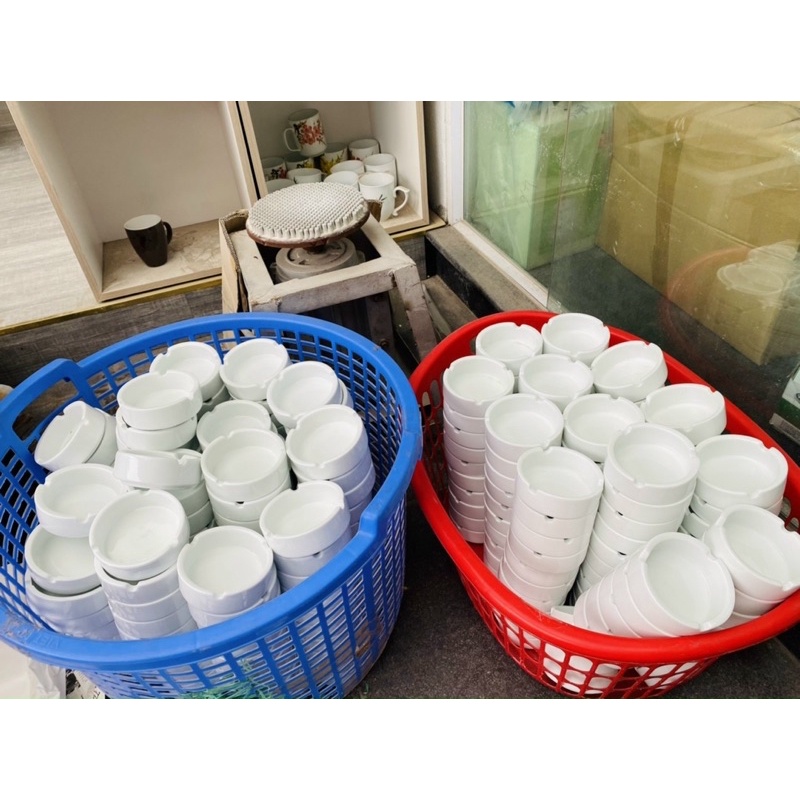 Gạt tàn sứ trắng Bát Tràng
