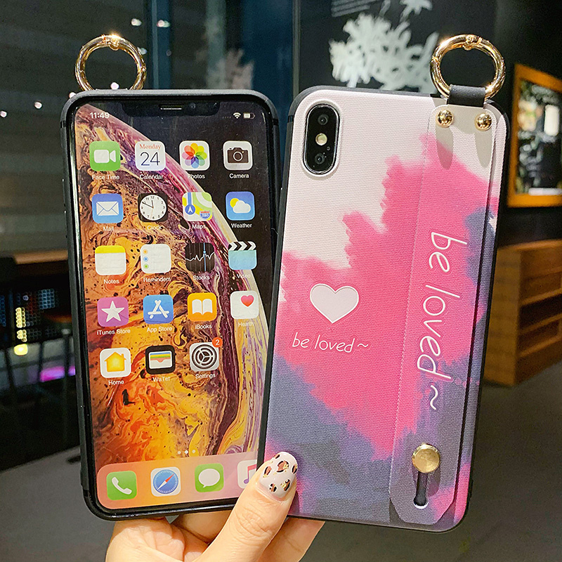 Ốp Điện Thoại Họa Tiết Trái Tim Có Dây Đeo Thời Trang Cho Iphone 7/8/X/Xs/Xr/Se/11 / 12 / Pro / Max / Plus / Mini