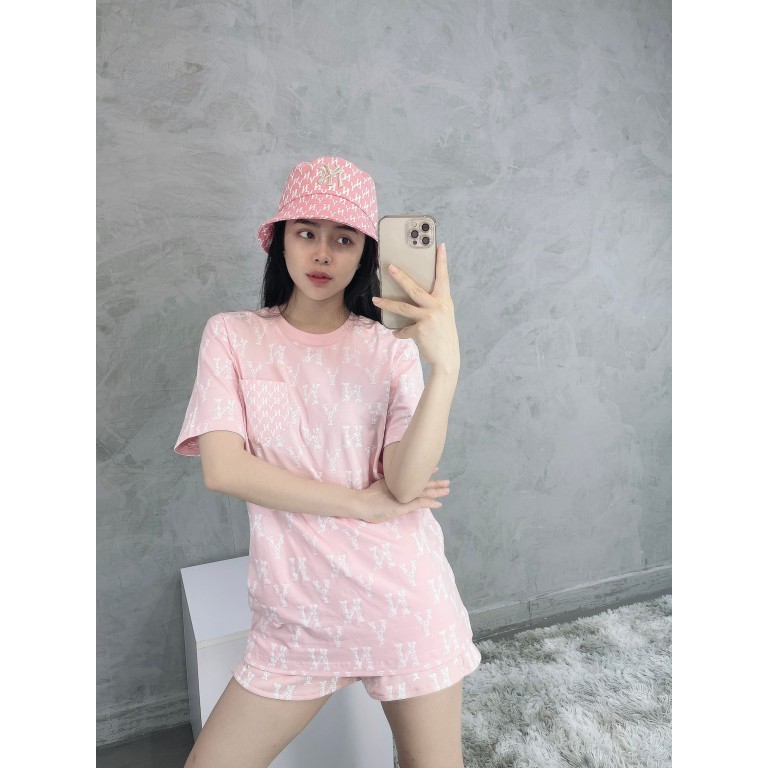 (HÀNG XUẤT XỊN) Mũ / Nón Bucket hồng nhiều logo N13 MONOGRAM BUCKET HAT PINK/WHITE Made in Viet/nam full tem tag One siz