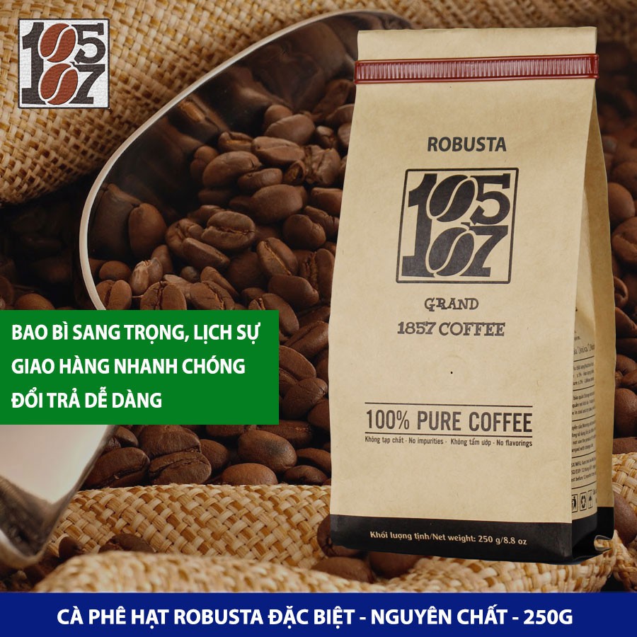 1KG Cà phê Robusta hạt đặc biệt ❤️️ FREESHIP ❤️️ nguyên chất không pha trộn tẩm ướp hương liệu - grand 1857 coffee