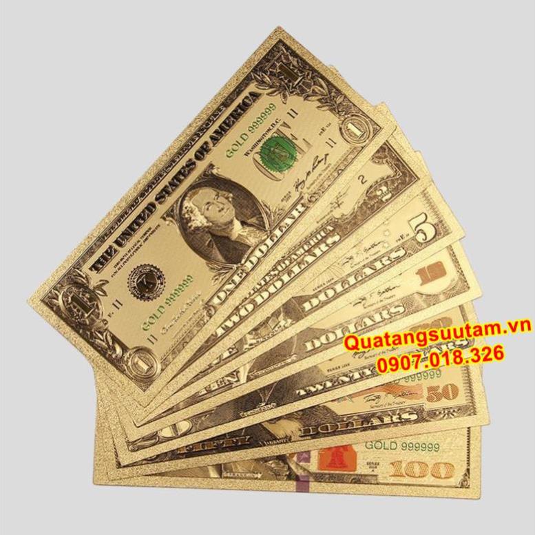 [HÀNG XỊN] Combo 7 Tờ Tiền Đô La (USD) Kỉ Niệm Plastic Mạ Vàng Óng Ánh Siêu Đẹp Tặng Kèm Bao Lì Xì
