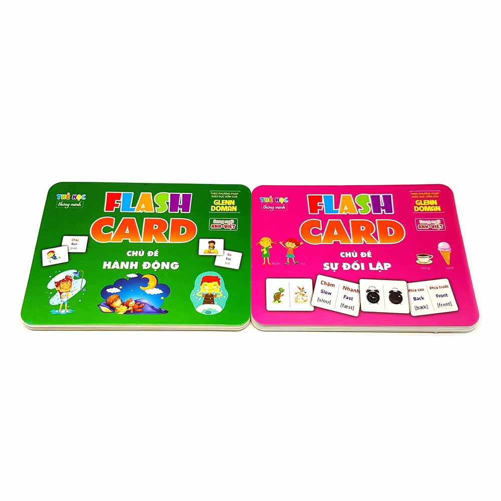 Combo Flash card Theo phương pháp giáo dục sớm của Glenn Doman (song ngữ Anh Việt) - Sự Đối Lập + Hành Động