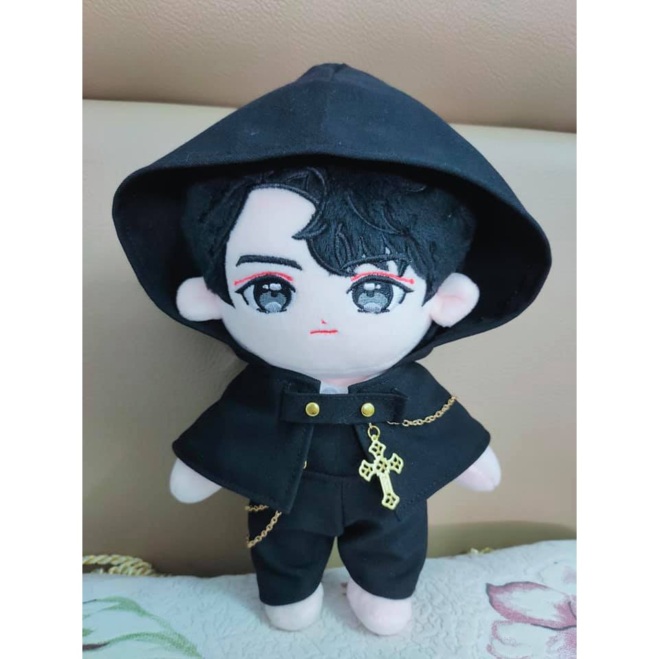 Măng tô tủ Noir cho doll 15/20cm IDV