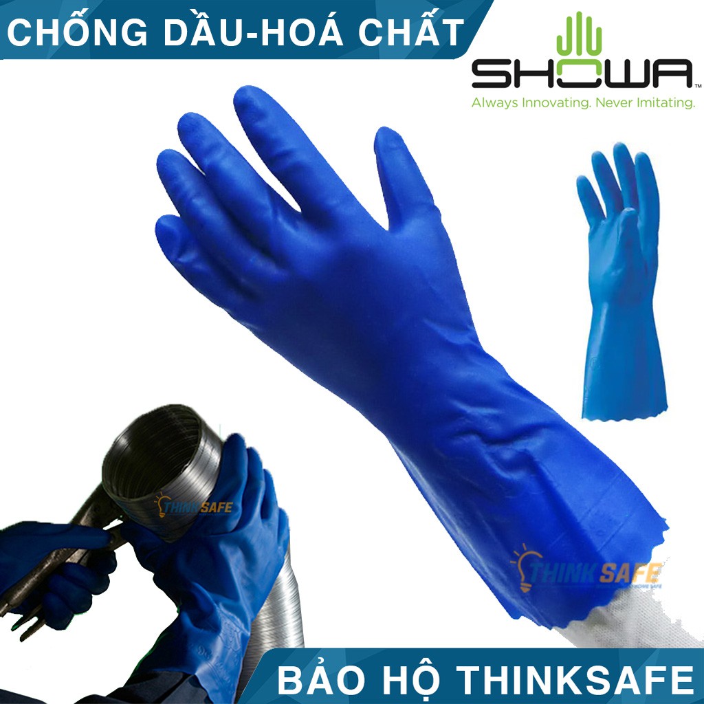 Găng tay chịu dầu Thinksafe, bao tay cao su chống hóa chất, chuyên dùng thao tác sửa chữa máy móc - Showa 160