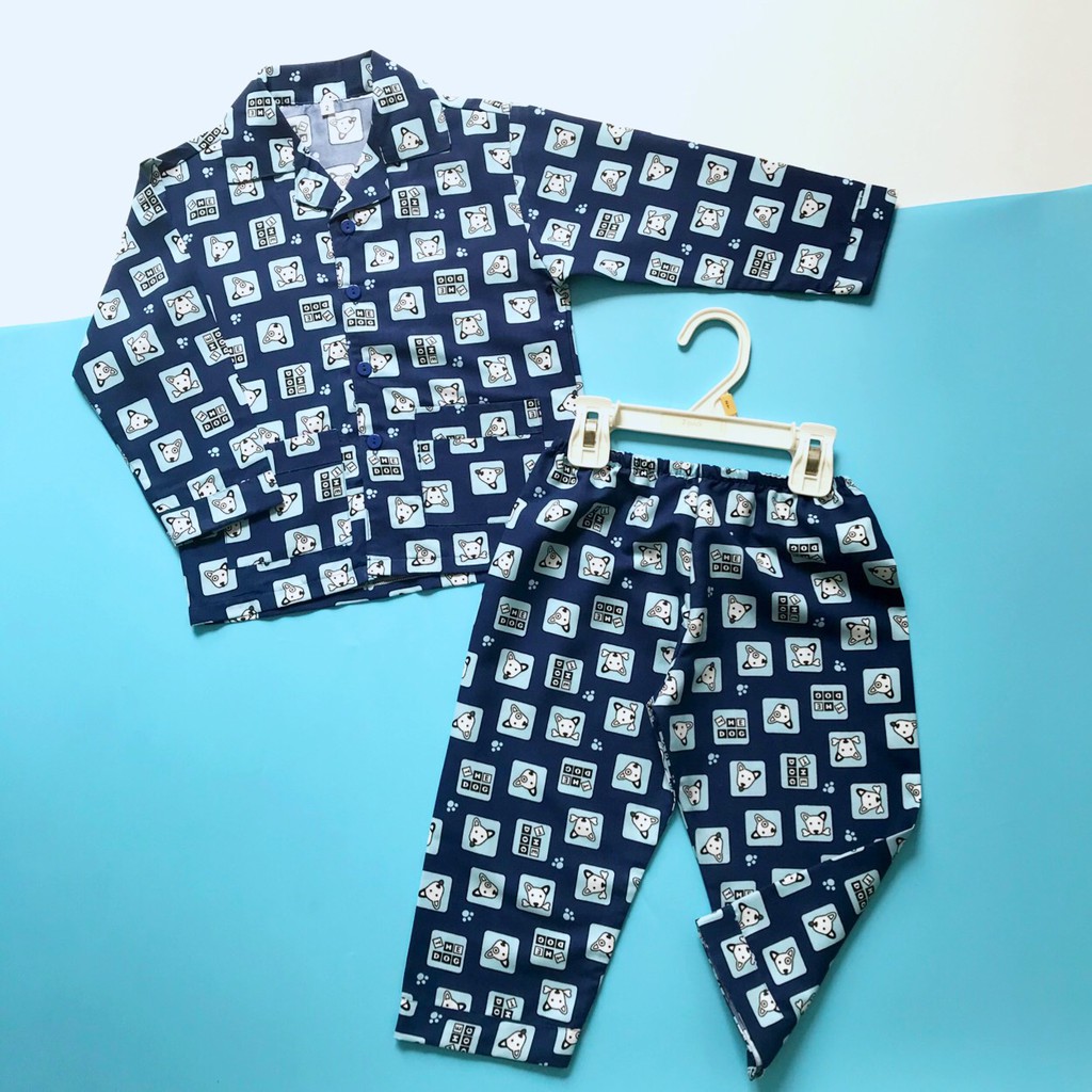 Pijama Vải Kate thái cho bé hình Cún nhỏ size 10-40kg