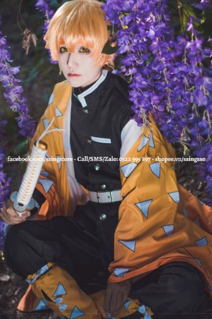 Set COSPLAY nhân vật Agatsuma Zenitsu trong Anime Thanh gươm diệt quỷ Kimetsu Yaiba Zenitsu