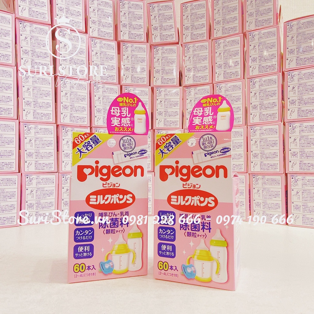 Bột Khử Trùng Bình Sữa Pigeon Hộp 60 Gói
