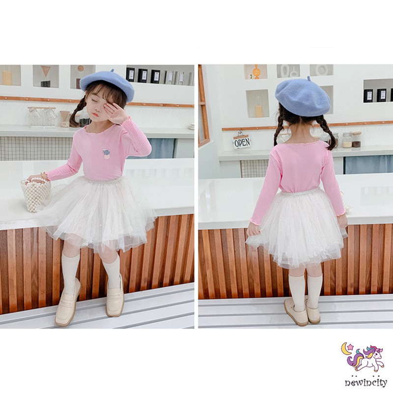 Áo Thun Cotton Tay Dài Cổ Tròn Phong Cách Hàn Quốc Cho Bé Gái