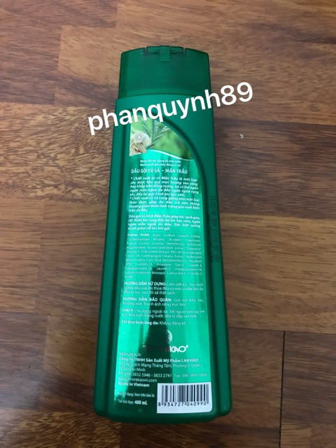 Dầu gội Thorakao củ sả - mần trầu 400ml