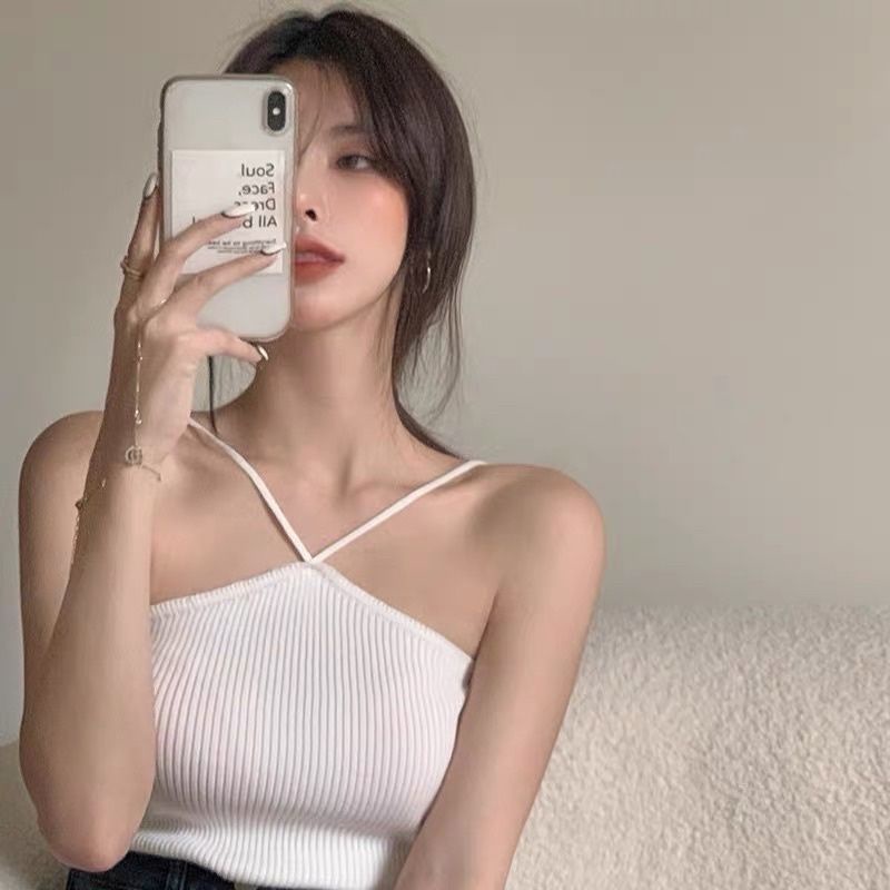 [RẺ VÔ ĐỊCH] Áo 2 Dây Cổ Yếm Mẫu Mới 2 Màu Đen Trắng, Yếm Đan Chéo Ngực