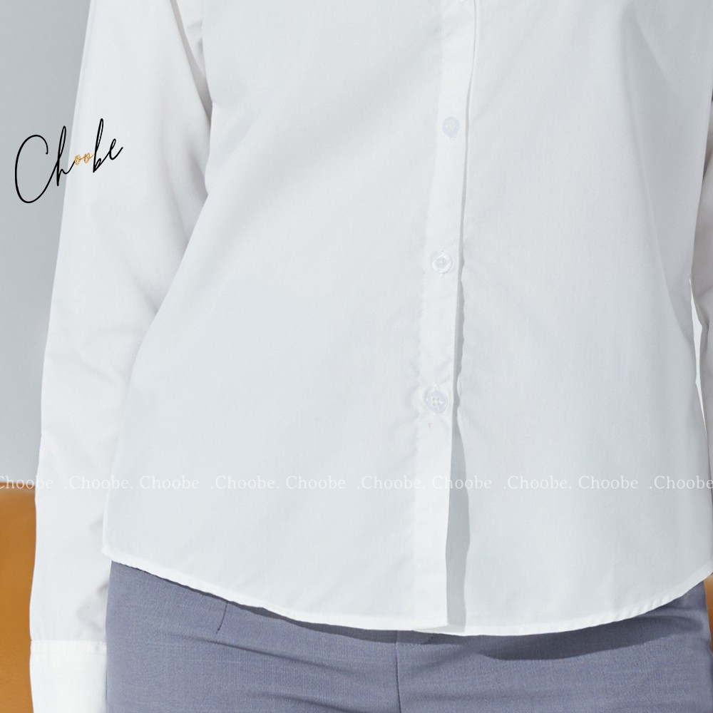 Áo sơ mi nữ Choobe dài tay form rộng kiểu sơmi màu trắng xanh đẹp thời trang công sở đi học A01